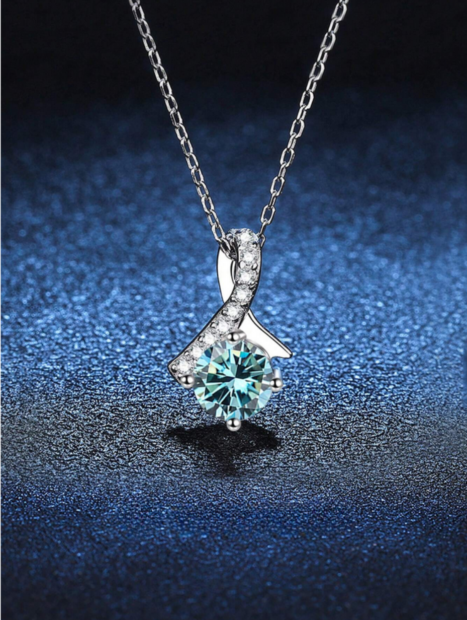 Aqua Elegance Moissanite Necklace | Luxurious S925 Sterling Silver