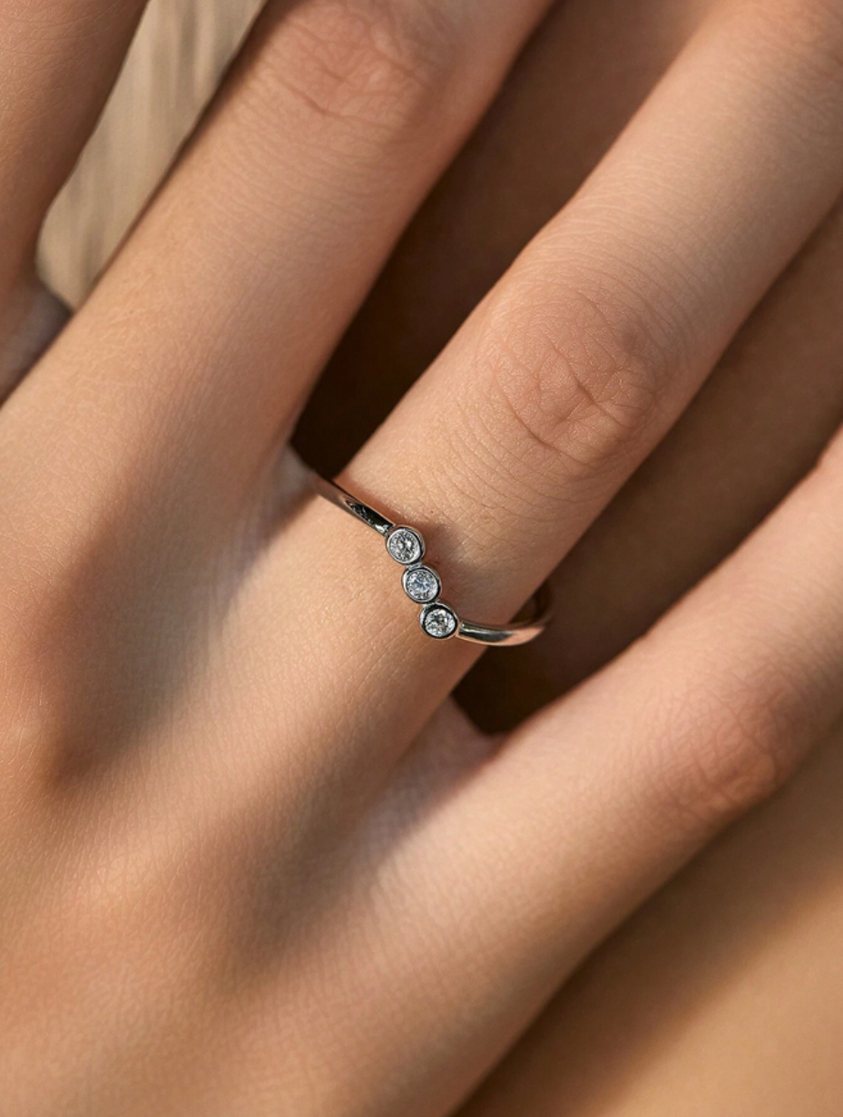 Moissanite Solitaire Stackable Ring | S925 Sterling Silver with moissa