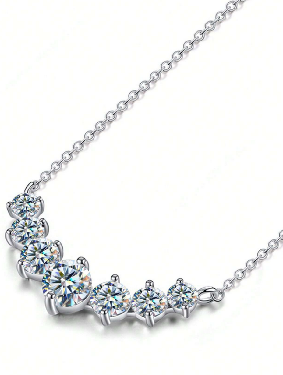 Smiling Seven Princess Moissanite Necklace | S925 Sterling Silver