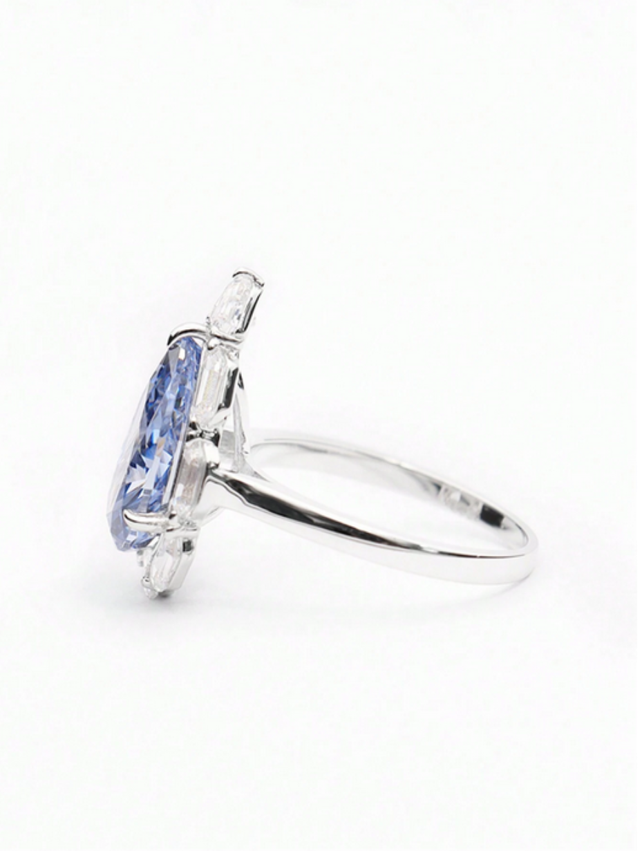 Lab Diamond Teardrop Ring