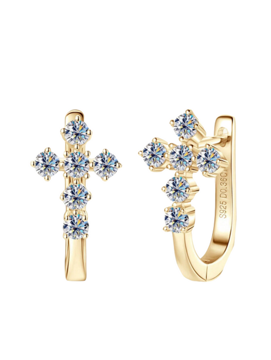 Eternal Cross Moissanite Earrings | 925 Sterling Silver