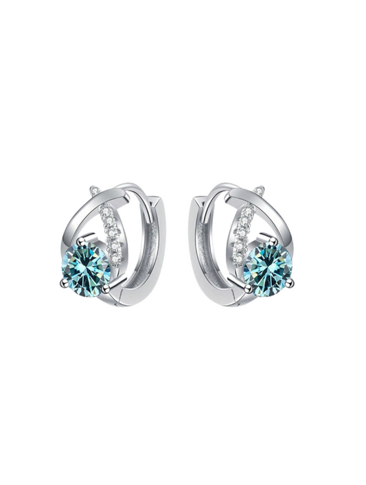 Aqua Elegance Moissanite Stud Earrings | Elegant S925 Sterling Silver