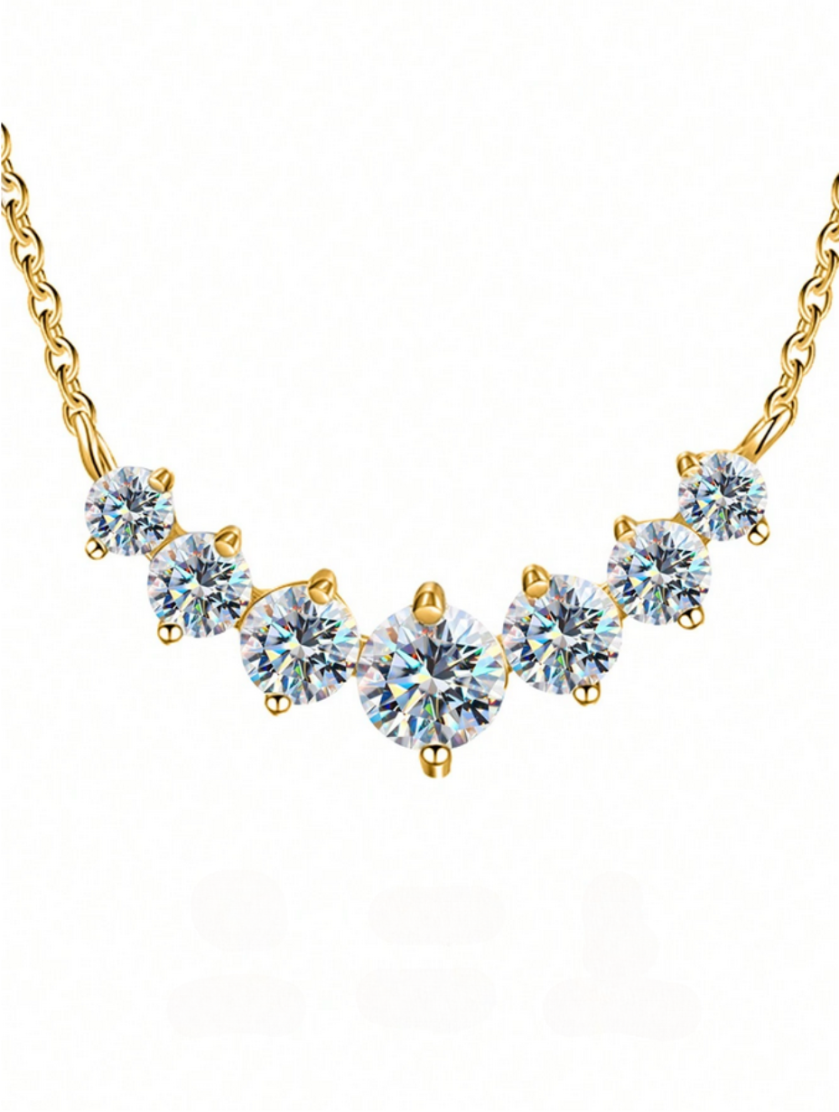 Smiling Seven Princess Moissanite Necklace | S925 Sterling Silver