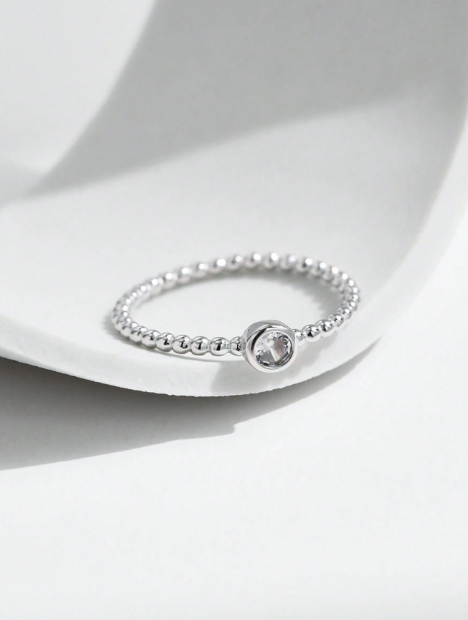 Moissanite Bezel Ring | S925 Sterling Silver Stackable Design