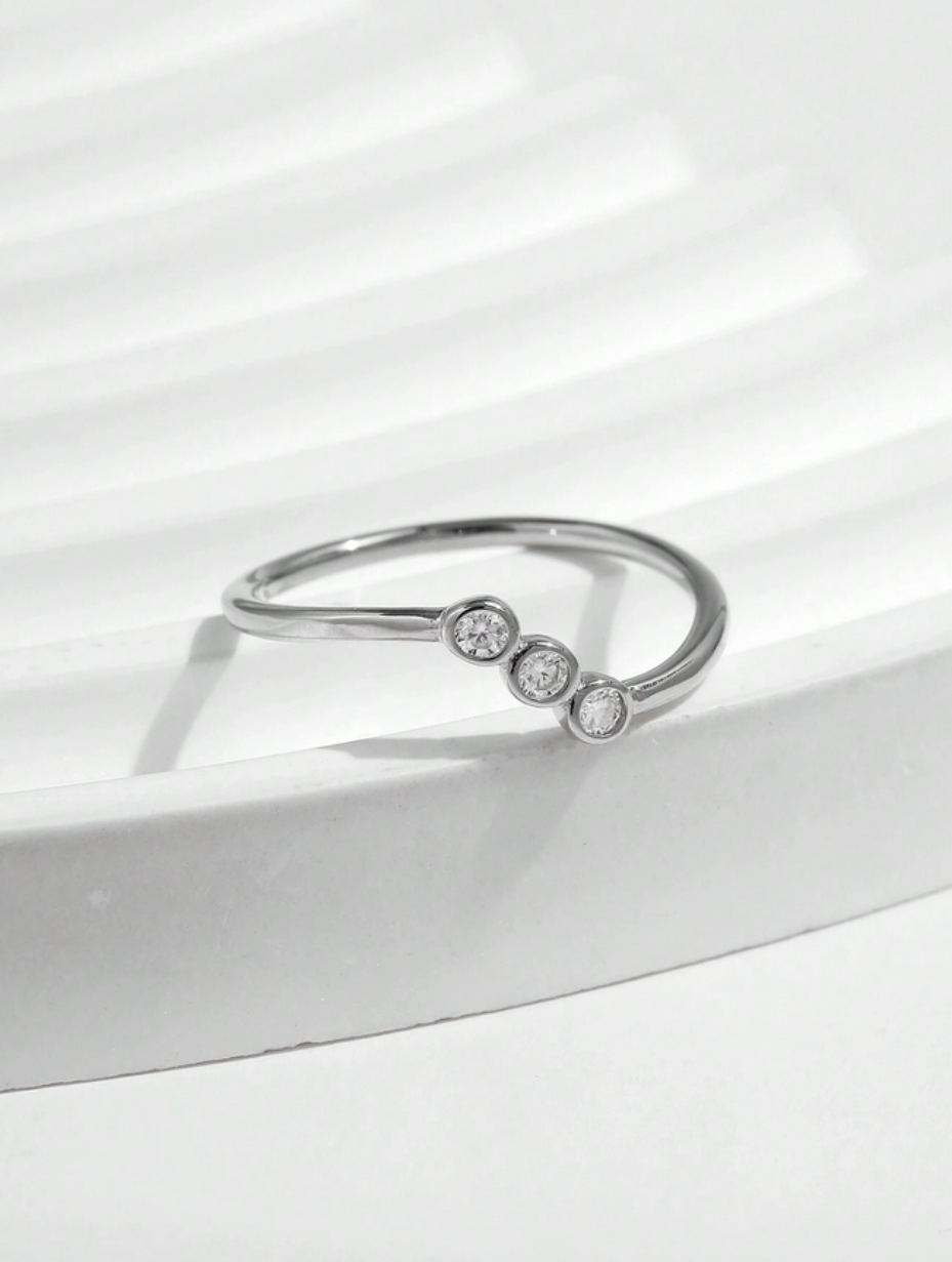 Moissanite Solitaire Stackable Ring | S925 Sterling Silver with moissa