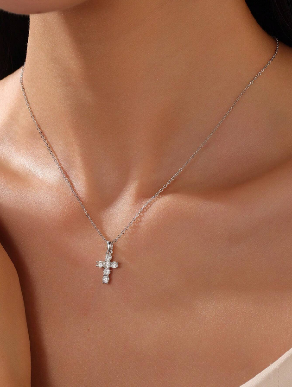 Moissanite Cross Necklace | S925 Sterling Silver