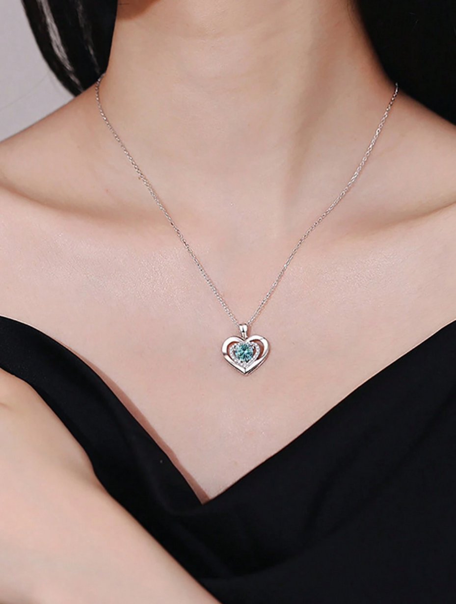 Moissanite Necklace With Heart Pendant | S925 Sterling Silver