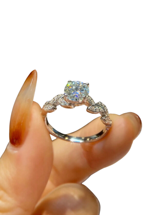Moissanite Crushed Diamond Ring | 925 Sterling Silver