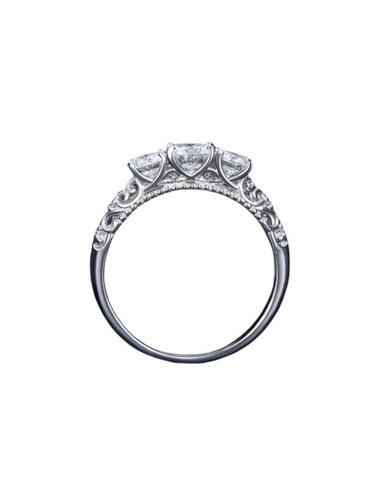 Luksus Moissanit Platinbelagt Ring | S925 Sterling Sølv