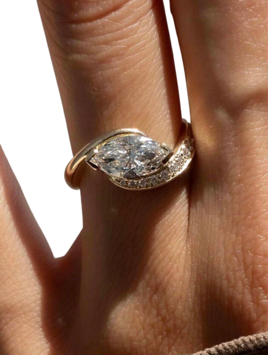 S925 Silver Horse Eye Moissanite Stackable Rings
