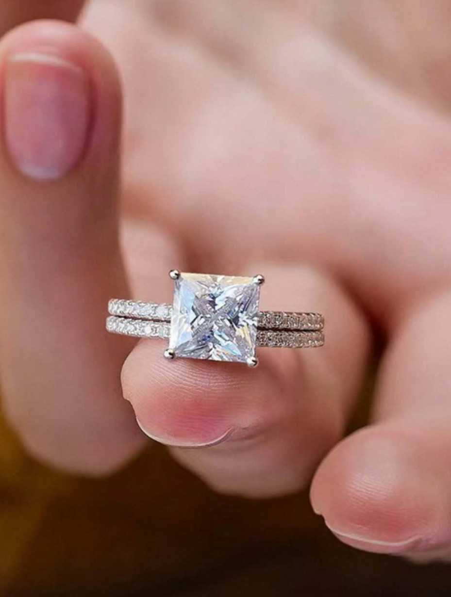 Square Moissanite Ring – S925 Luxury