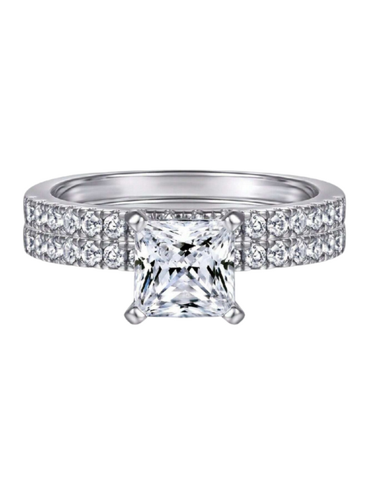 Firkantet Moissanit Ring – S925 Luksus