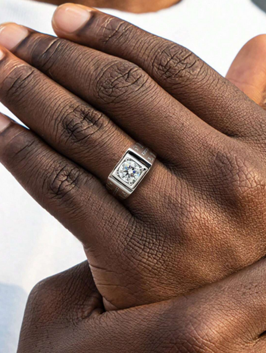 925 Sterling Silver Moissanite Ring | Elegant Round Design