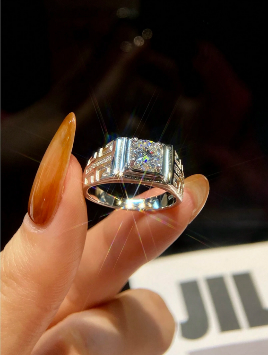 925 Sterling Silver Moissanite Ring | Elegant Round Design
