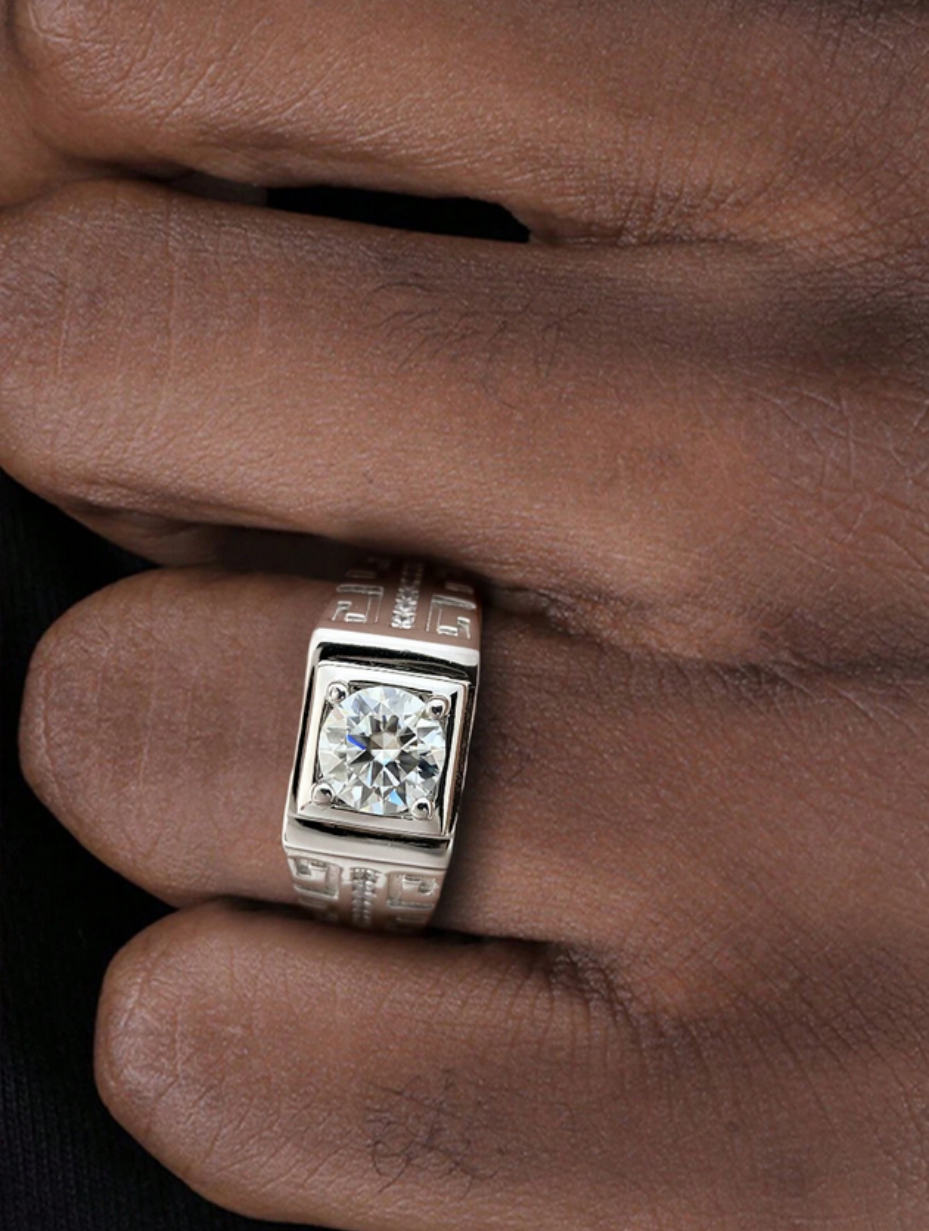 925 Sterling Silver Moissanite Ring | Elegant Round Design