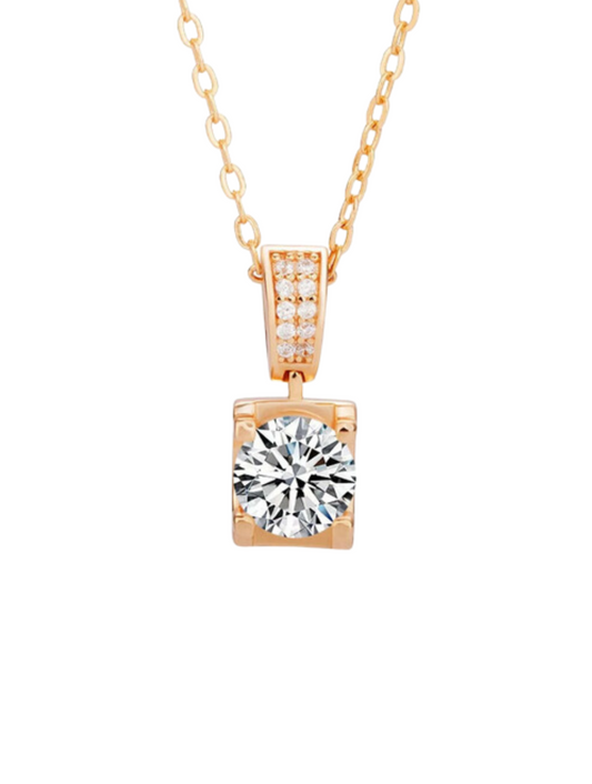 Moissanite Pendant Necklace | White Gold Plated