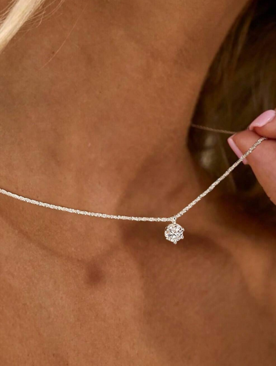 Moissanite Necklace | Heart Pendant Charm