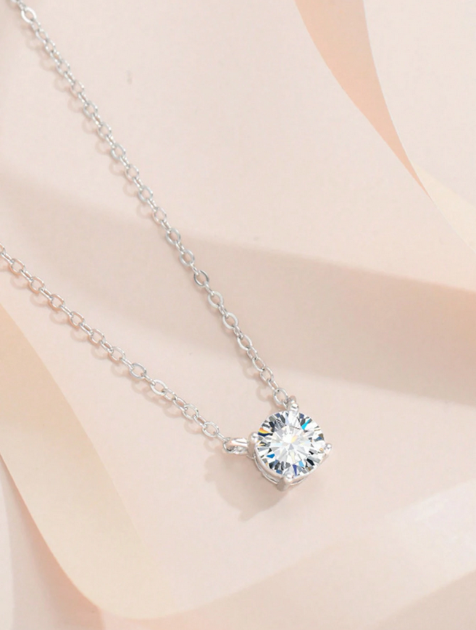 Classic Moissanite Pendant Necklace | 925 Sterling Silver