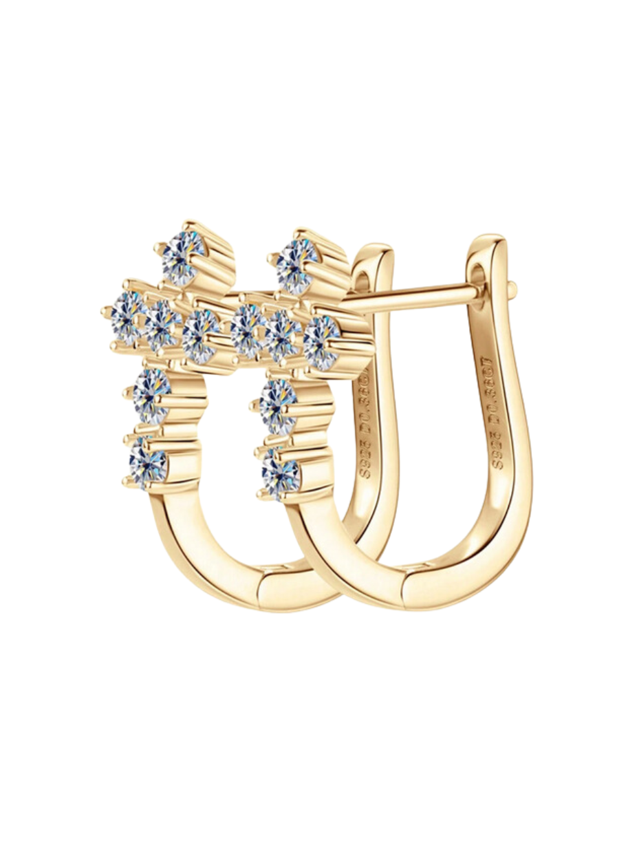 Cross-Style Moissanite Earrings | S925 Silver Elegance