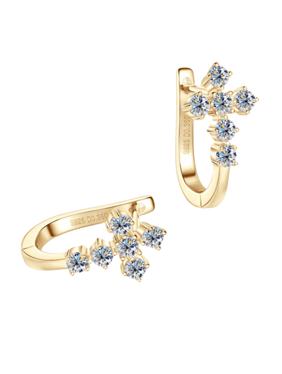 Cross-Style Moissanite Earrings | S925 Silver Elegance