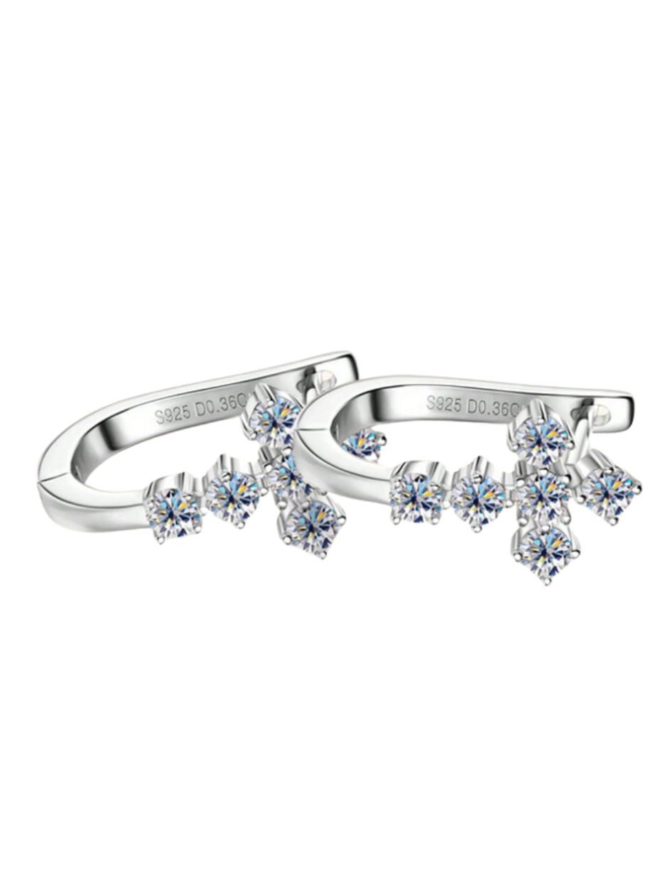 Cross-Style Moissanite Earrings | S925 Silver Elegance