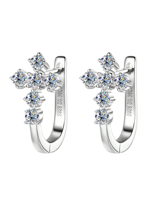 Cross-Style Moissanite Earrings | S925 Silver Elegance