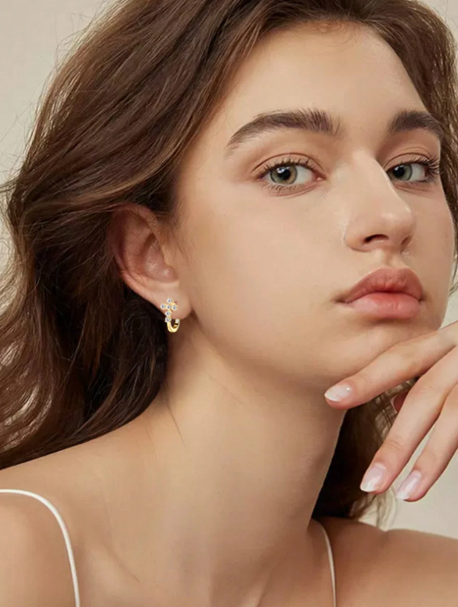 Cross-Style Moissanite Earrings | S925 Silver Elegance