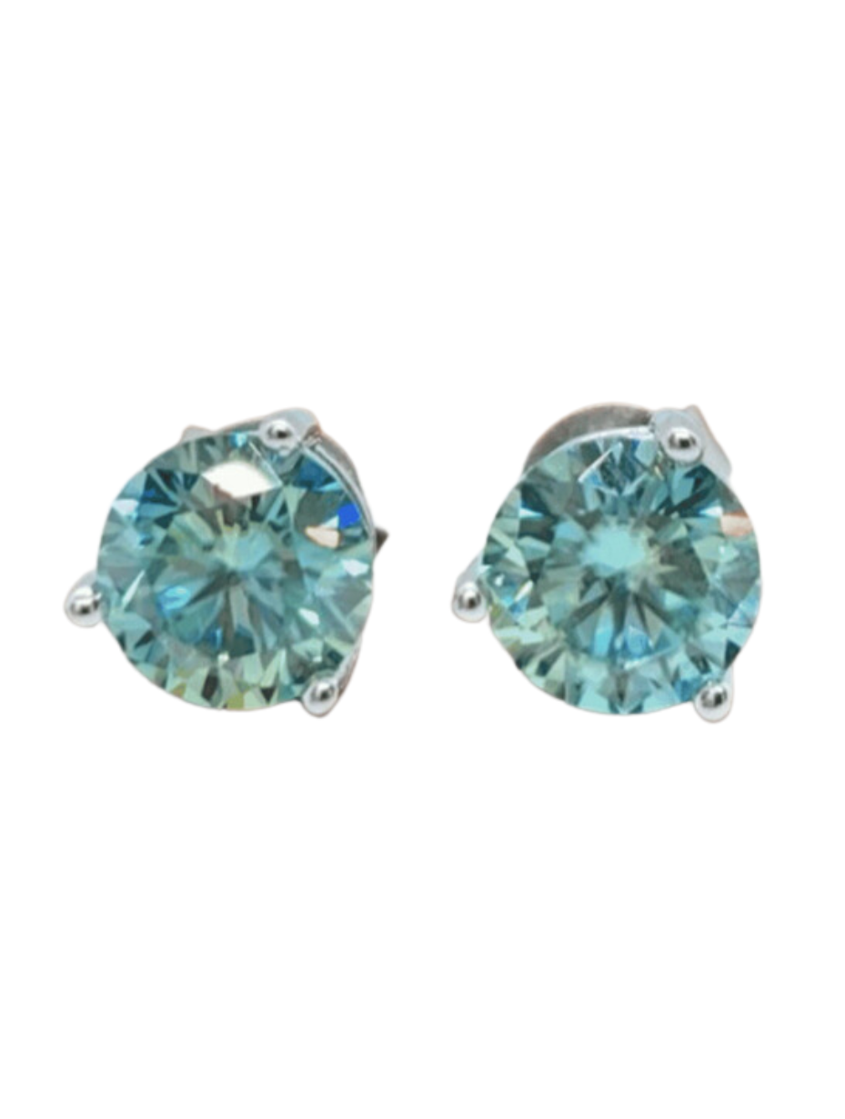 S925 Moissanite Light Blue Earrings | Classic Elegance