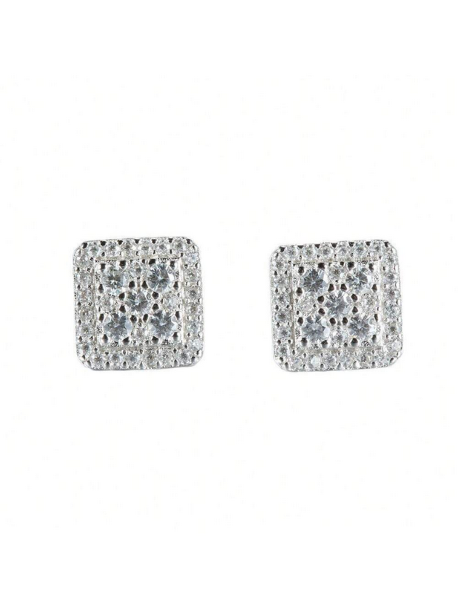 Square Moissanite Diamond Earrings | 18K Gold Plated