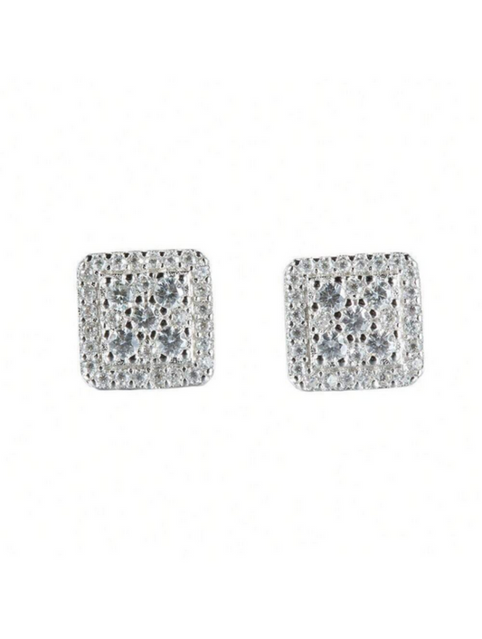 Square Moissanite Diamond Earrings | 18K Gold Plated