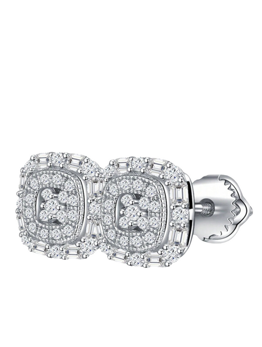 Square & Round Moissanite Earrings | 925 Silver