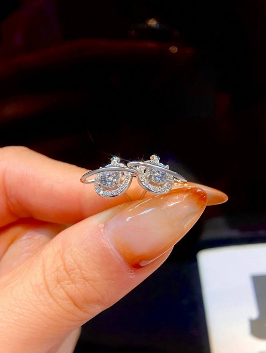 Rotating Planet Moissanite Earrings | 925 Sterling Silver