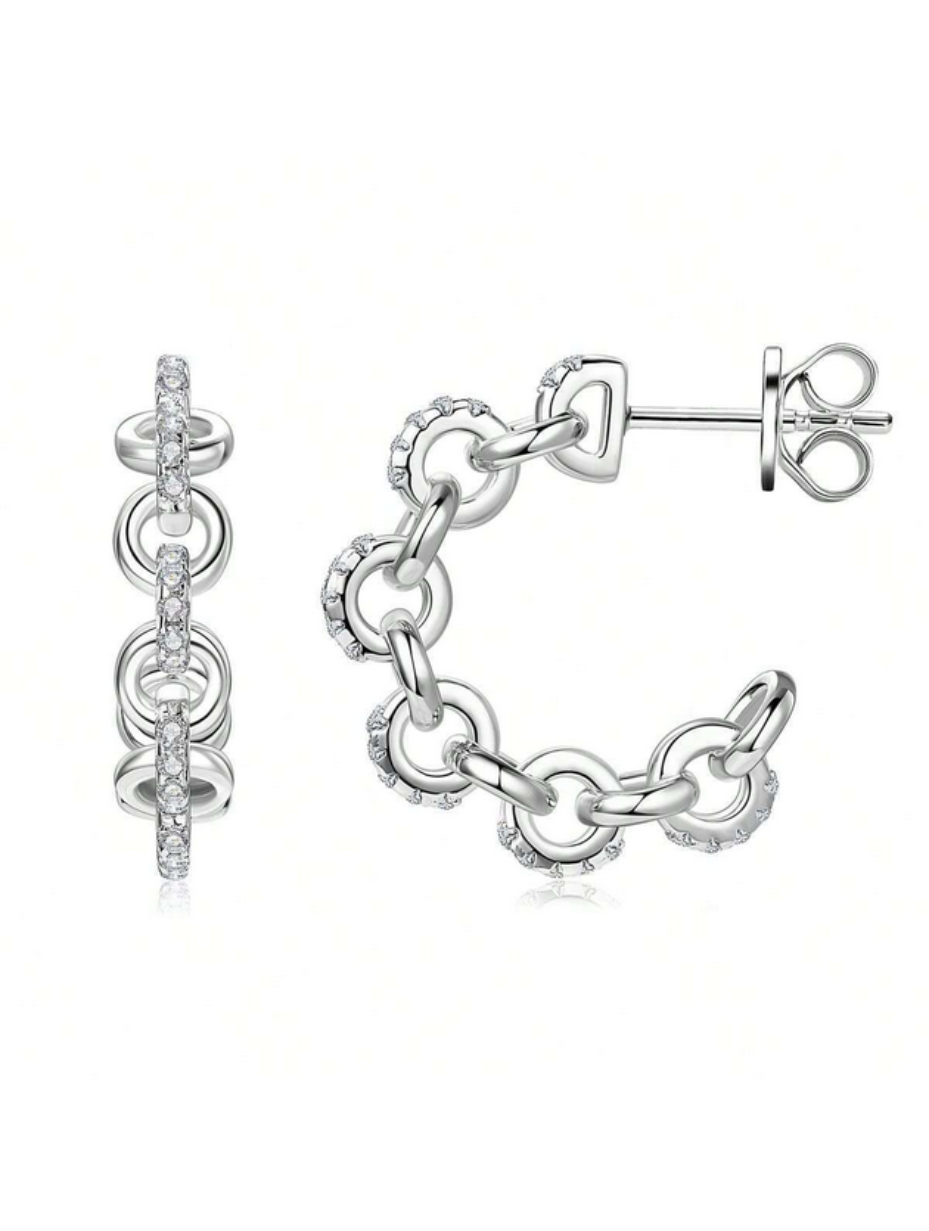 Vintage Punk Moissanite Earrings | Chain Design