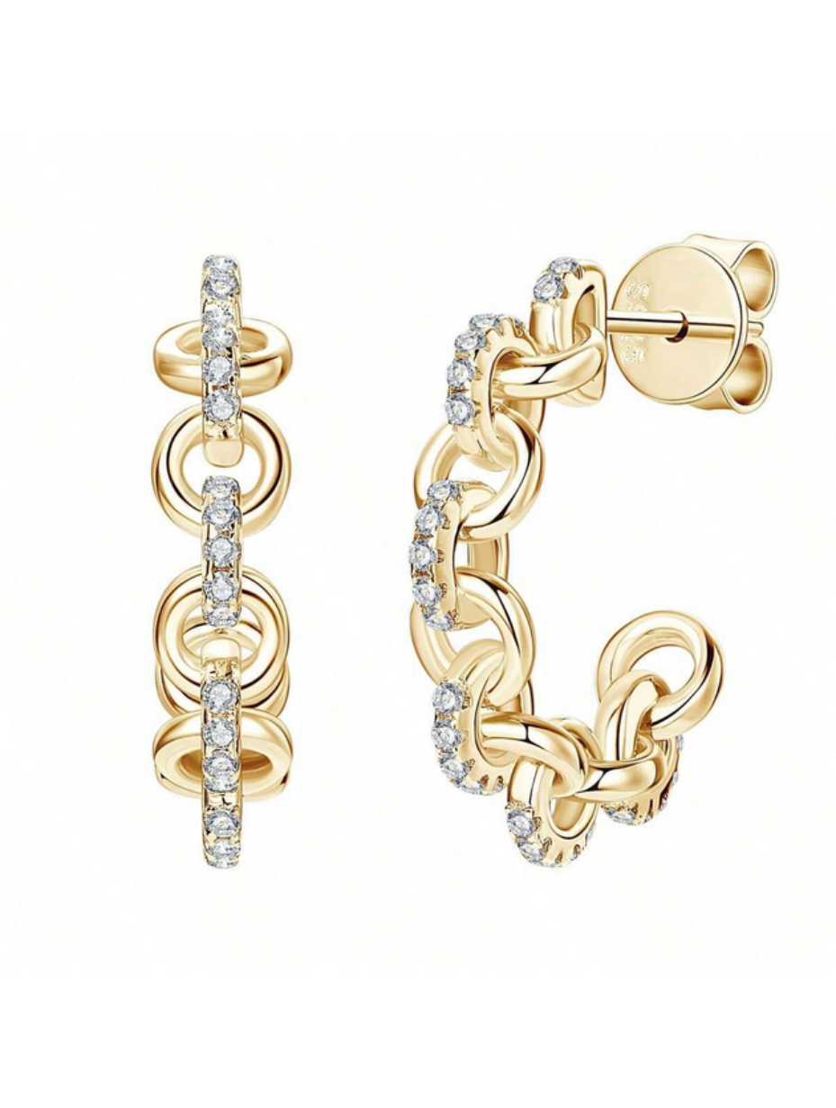 Vintage Punk Moissanite Earrings | Chain Design