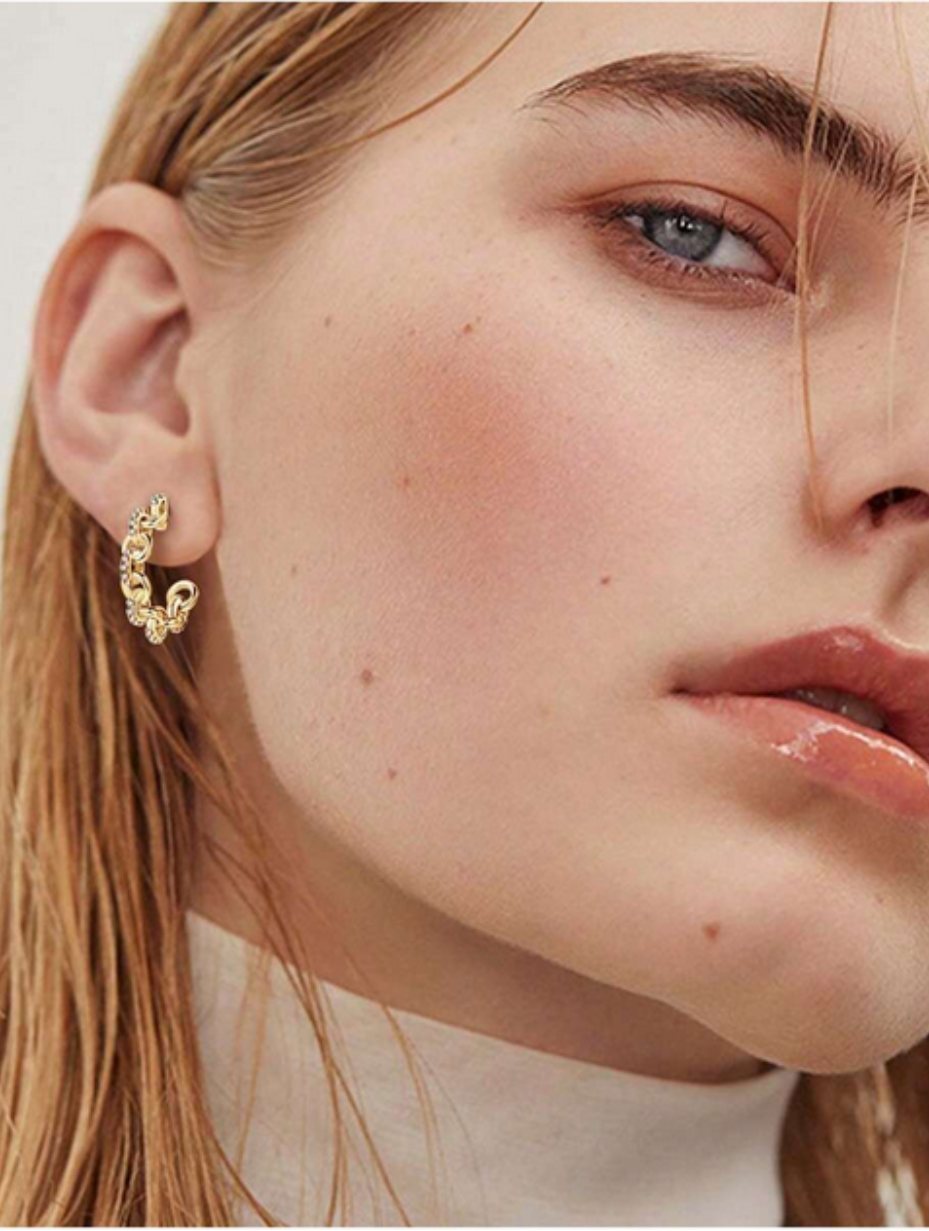 Vintage Punk Moissanite Earrings | Chain Design