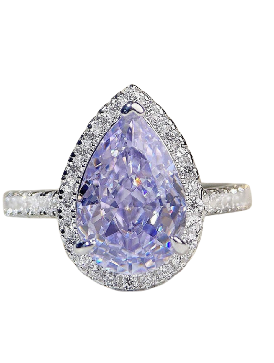 Sterling Silver Waterdrop Sparkling Ring | Elegant Statement