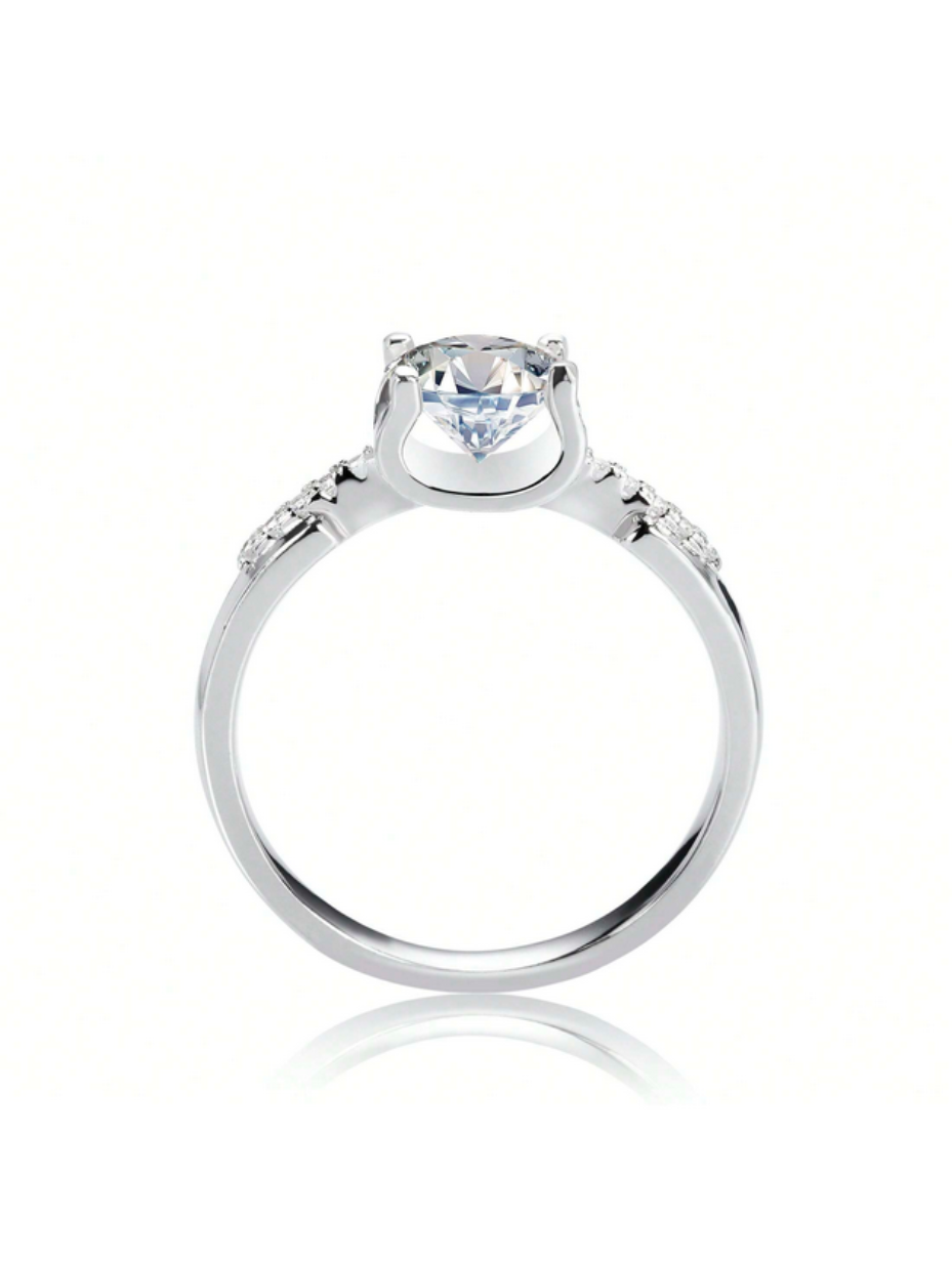 Round Moissanite Ring | Classic Silver Design