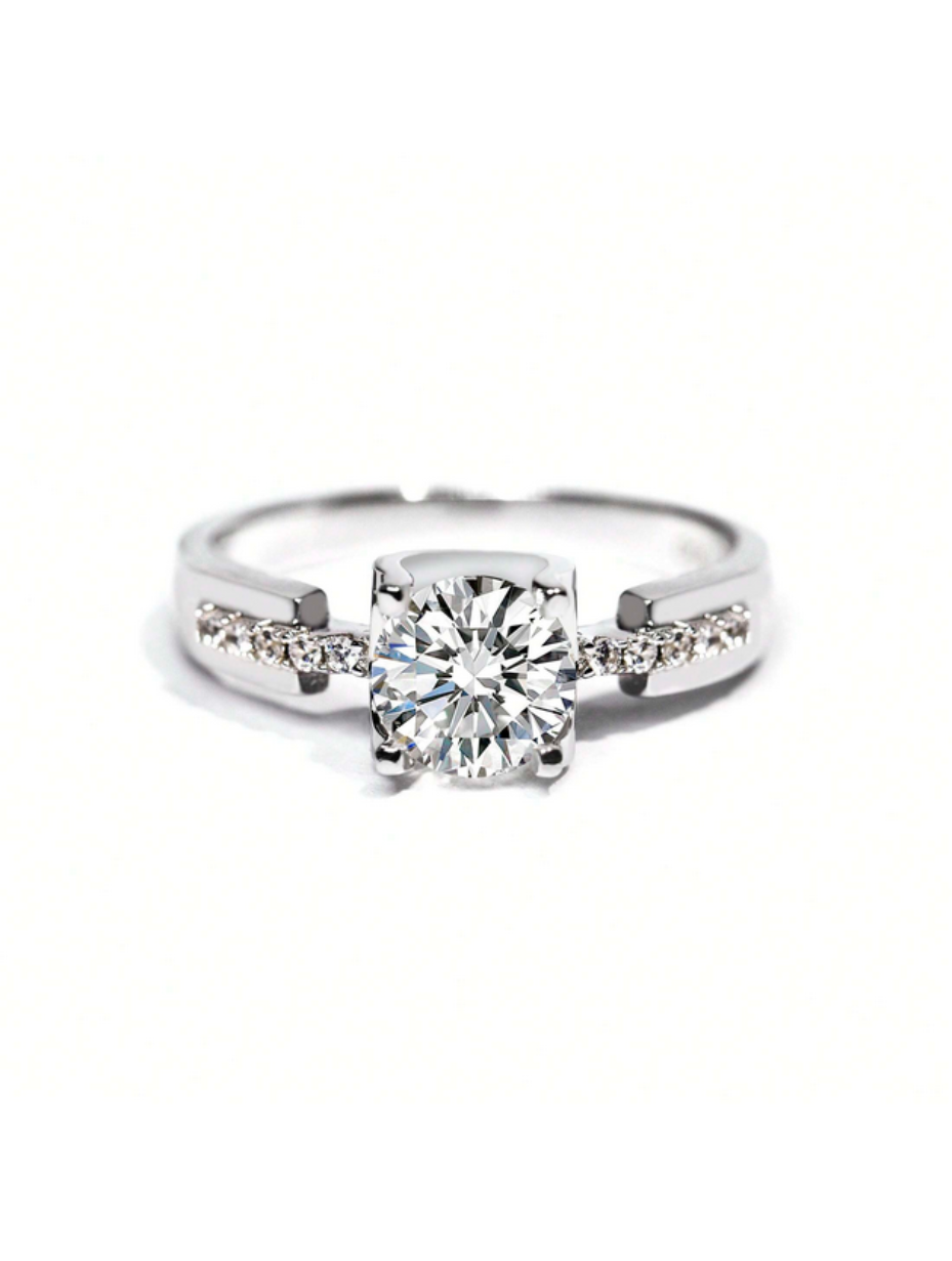 Round Moissanite Ring | Classic Silver Design