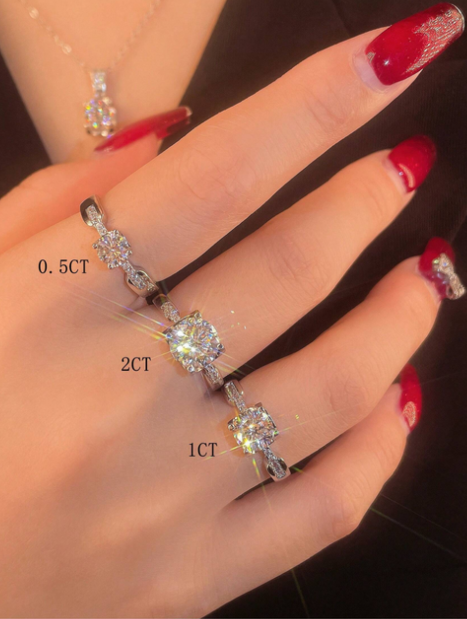 Round Moissanite Ring | Classic Silver Design
