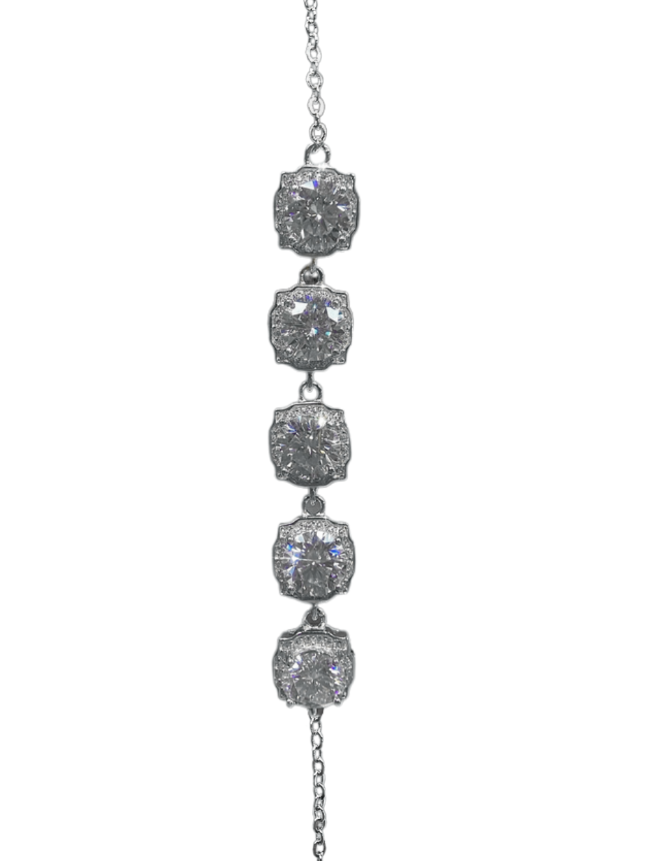 5-Stone Moissanite Bracelet | Sterling Silver Charm