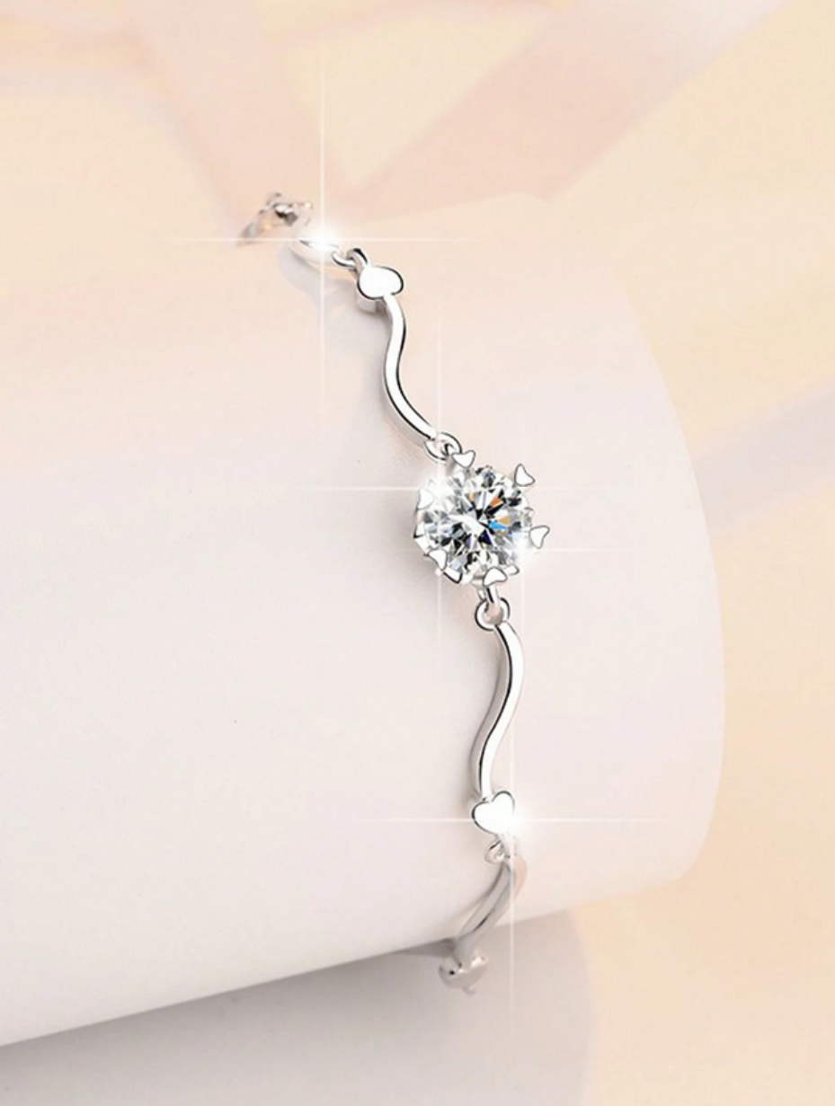 S925 Silver Moissanite Bracelet | Snowflake Design