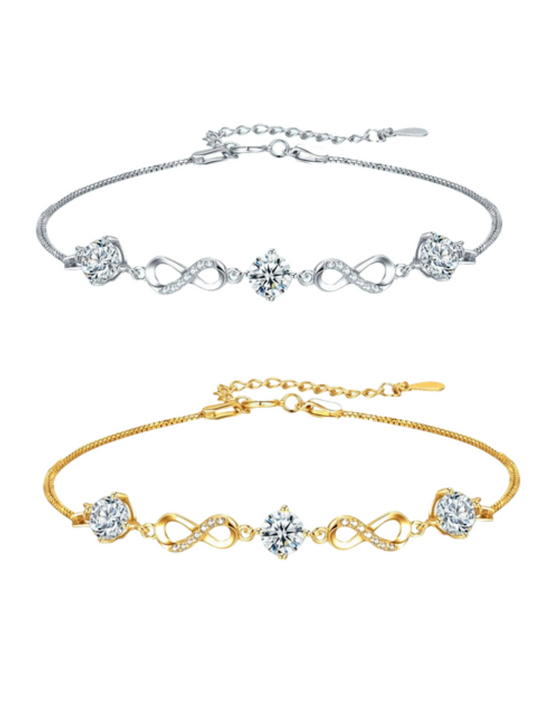 S925 Silver Moissanite Bracelet | Infinity Design