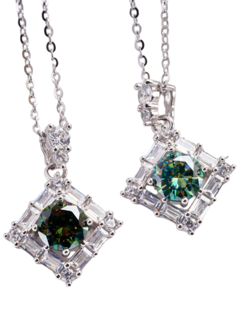 Elegant Moissanite Pendant Necklace | Geometric Design