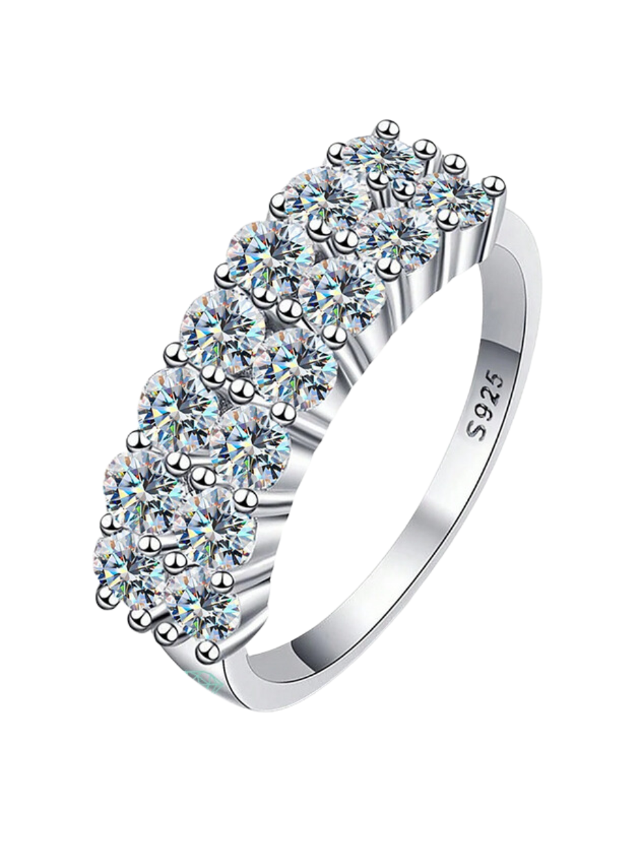 Double-7-Row Moissanite Eternity Ring | S925 Sterling Silver Luxury Jewelry