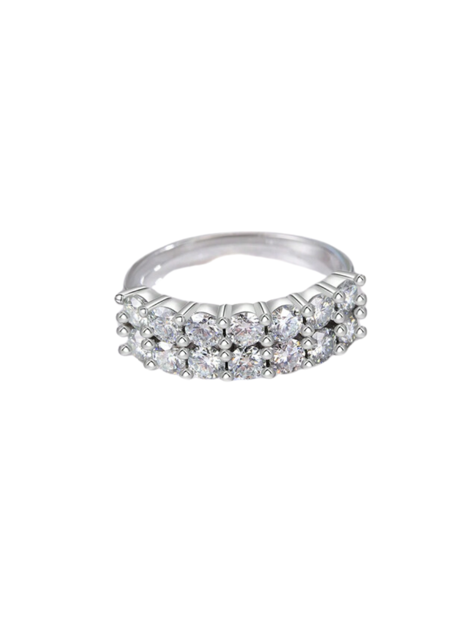 Double-7-Row Moissanite Eternity Ring | S925 Sterling Silver Luxury Jewelry