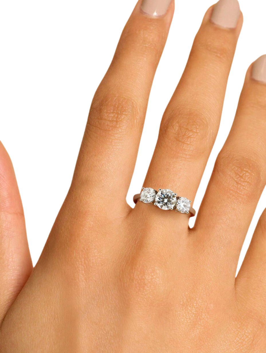 Triple Moissanite Diamond Ring | S925 Sterling Silver