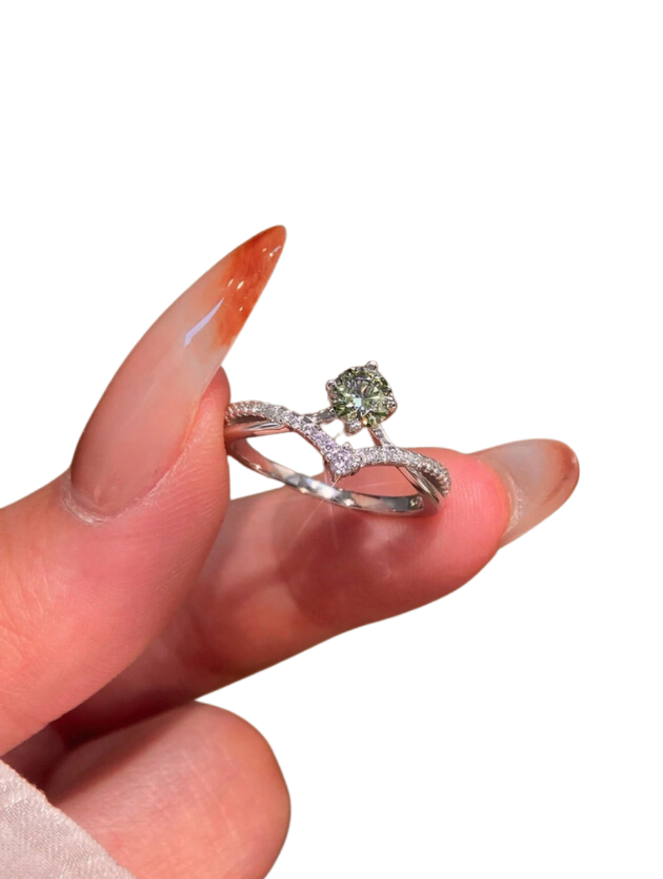 Round Moissanite Promise Ring | S925 Sterling Silver