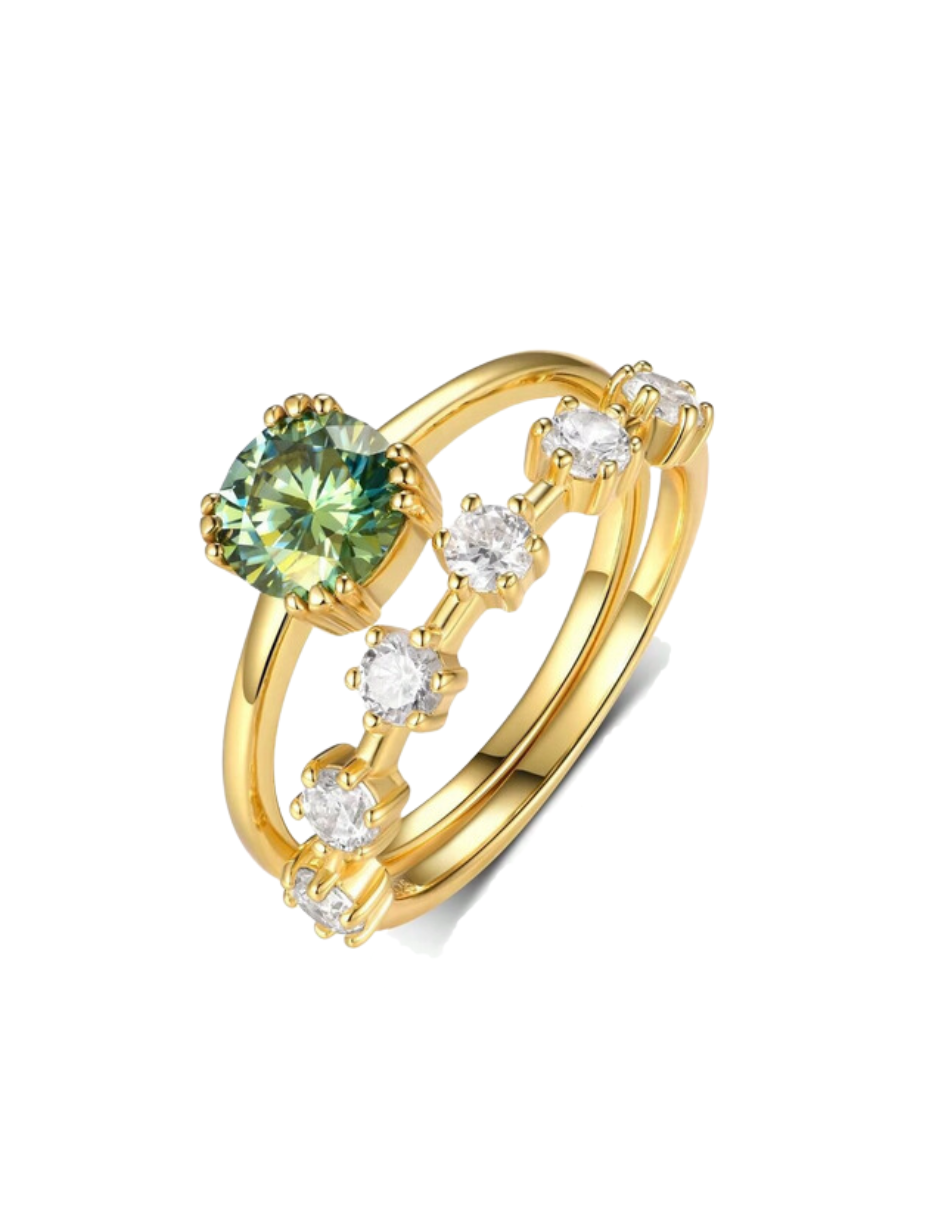 Emerald Moissanite Ring Set | S925 Sterling Silver