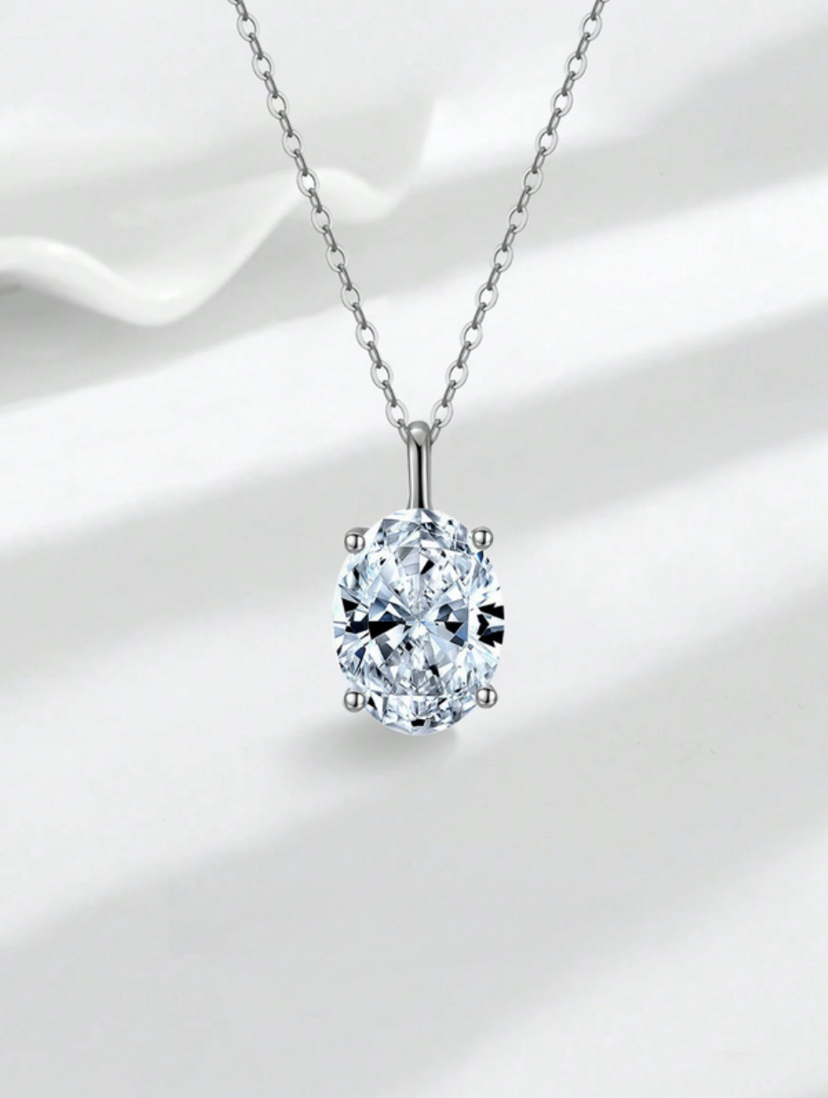 Oval Moissanite Necklace | Minimalist Elegance