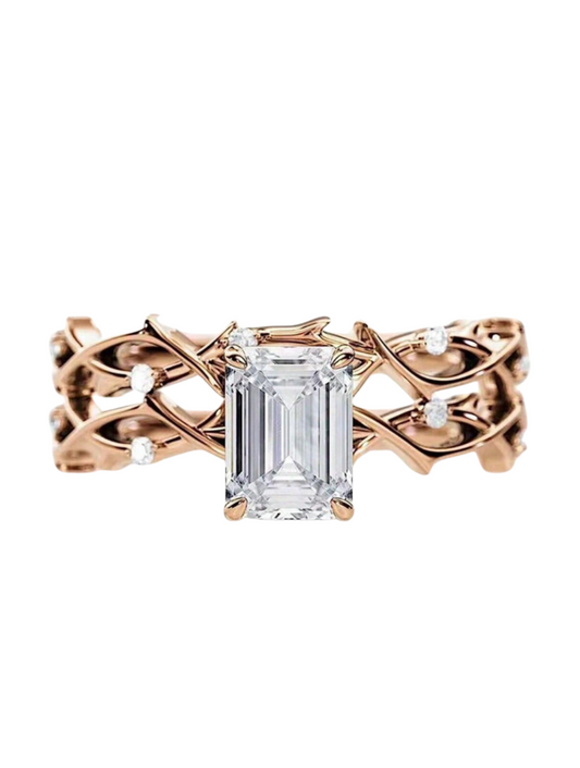 Eternal Rose Moissanite Ring | S925 Sterling Silver & Rose Gold Set